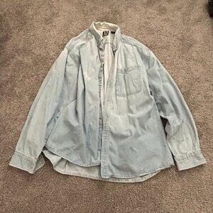 Vintage AZ Sport XXL Cotton Denim Button Down Shirt